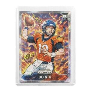 Bo Nix SP RC Anime Manga Cracked Ice Holo Rookie Card 918 Customs Manga Rookies